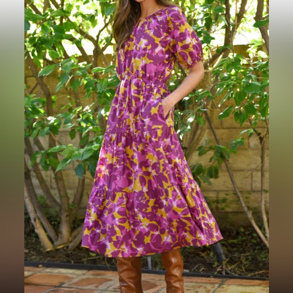 GREYLIN poplin print‎ dress Size M